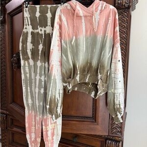 Young Fabulous & Broke Pink and Green Tie-Dye Hoodie